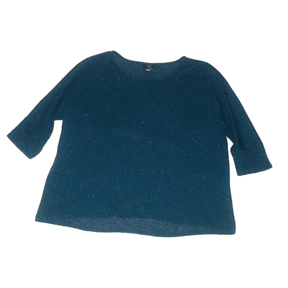 ALFANI, SPARKLE YARN CROCHET STYLE, COLOR: BLUE, SIZE:1X